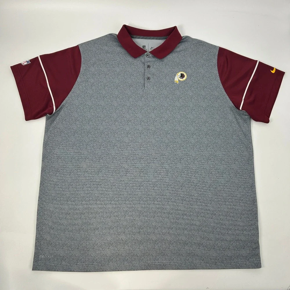 Washington Redskins NFL Shirt Men's 3XL Gray‎ Nike Dri-Fit Short Sleeve Polo